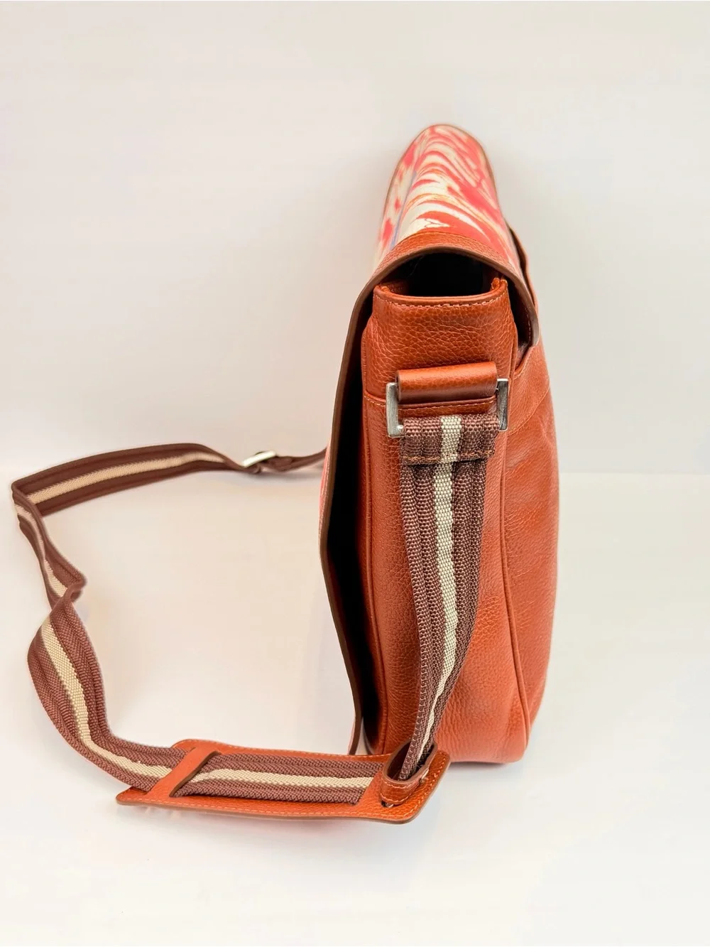 Jumper Maybach Floral Print Canvas Crossbody Bag in Red and Brown Trim